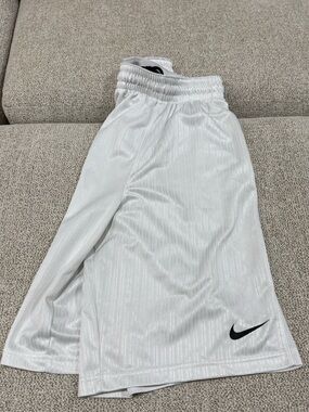 Nike White Men’s Athletic Shorts with Black Swoosh